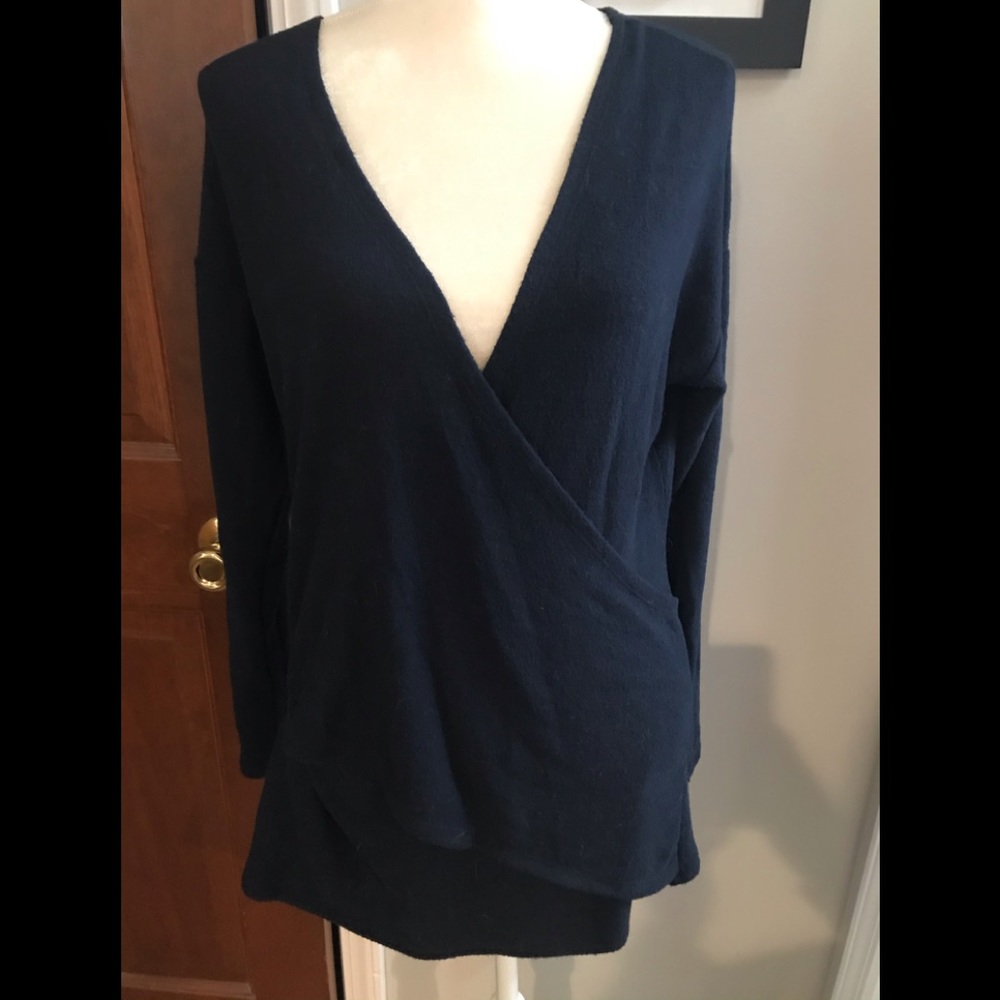 J. Crew Navy Wrap Fleece Sweater. EUC. Sz. S.